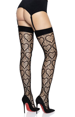 Amore Heart Net Thigh High Tights image number 2