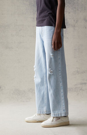 Light Blue Ripped Baggy Jeans image number 4