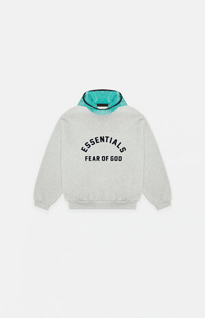 Essentials Light Heather Grey Mint Leaf Nylon Fleece Hoodie image number 1