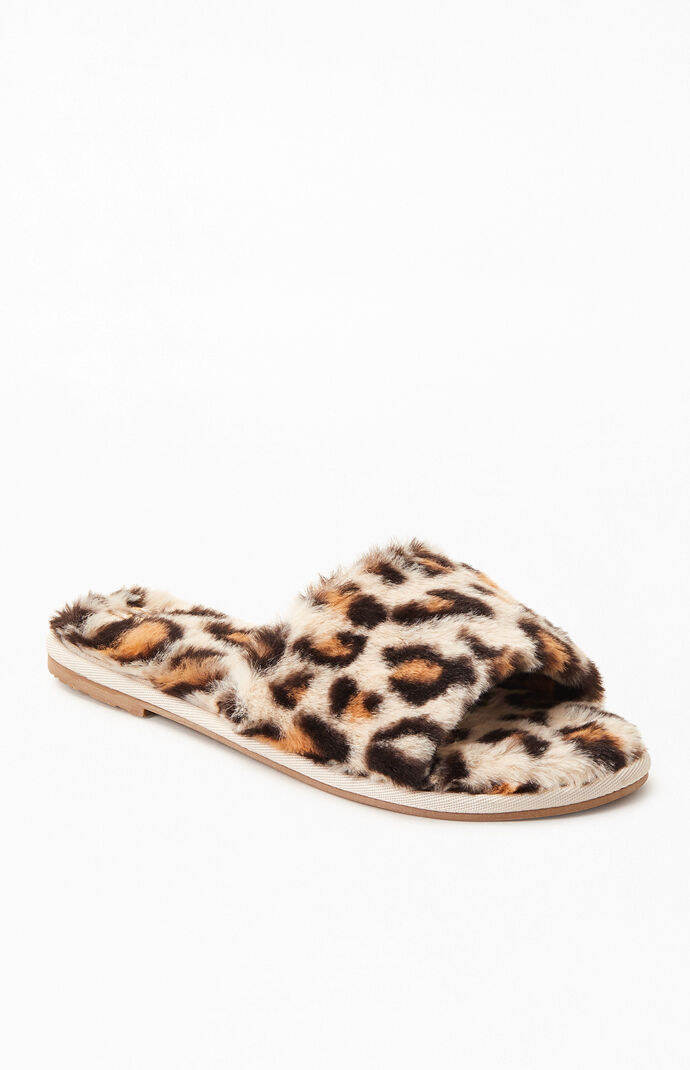 Women's Leopard Fuzzy Slippers