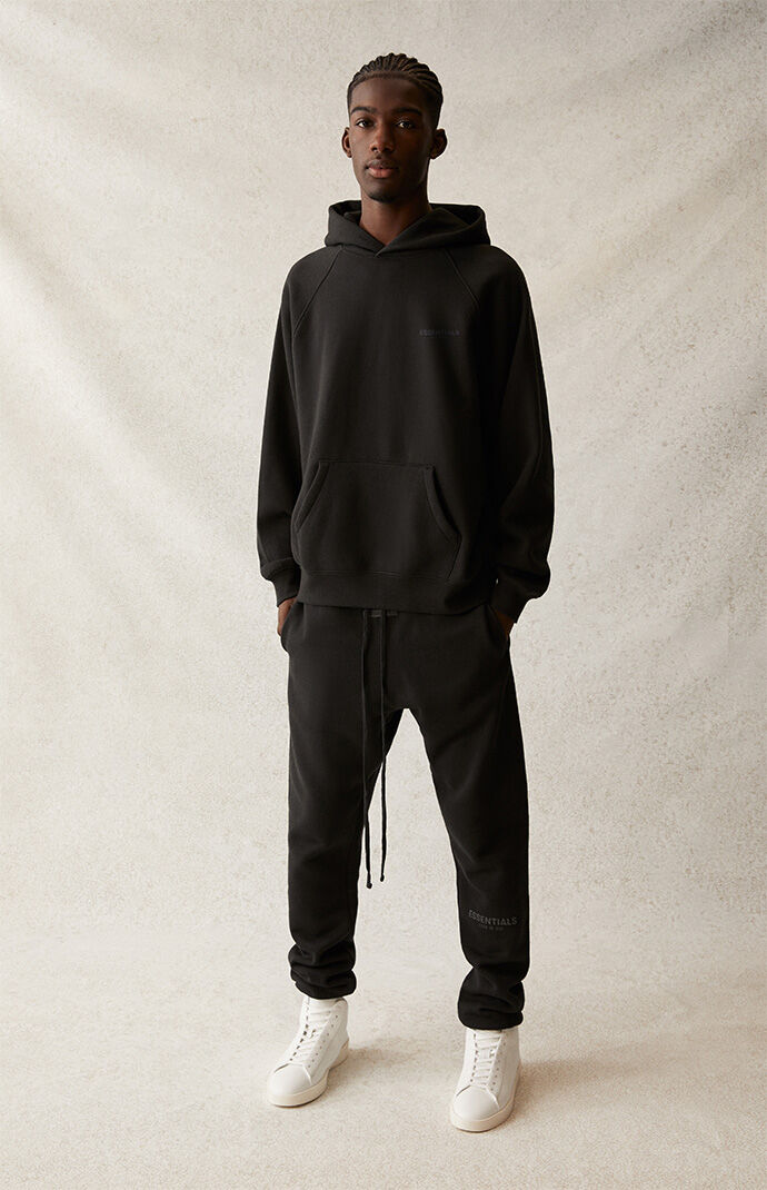 grey joggers black hoodie