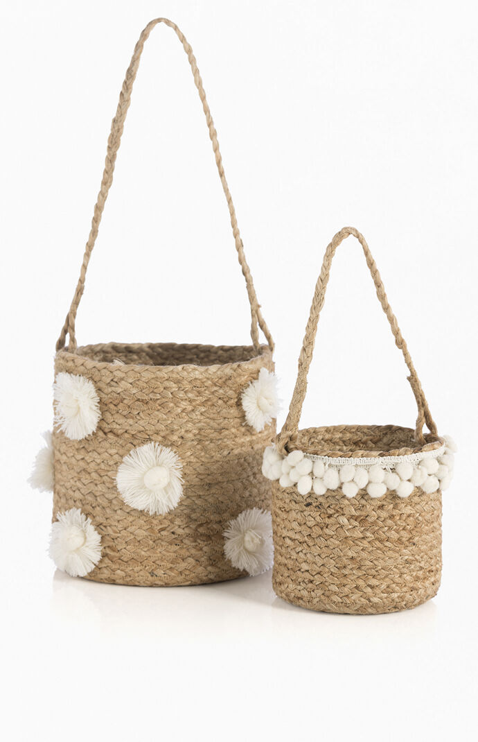 Set Of 2 Natural Hanging Planters