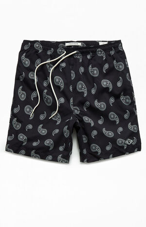 Black Paisley AOP 6.5" Swim Trunks image number 1