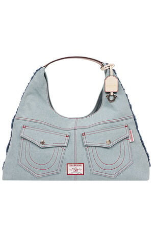 Arden Contrast Stitch Denim Hobo Bag image number 1