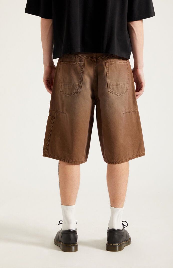 Pacsun Austin Extreme Baggy Denim Shorts Darted Brown