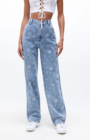 Tonal Flower&nbsp;Boyfriend Carpenter Pants image number 1