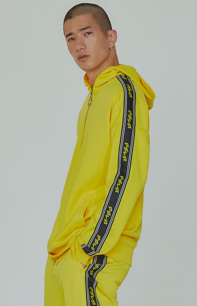 Editor s Choice Yellow Side Stripe Half Zip Hoodie PacSun PacSun