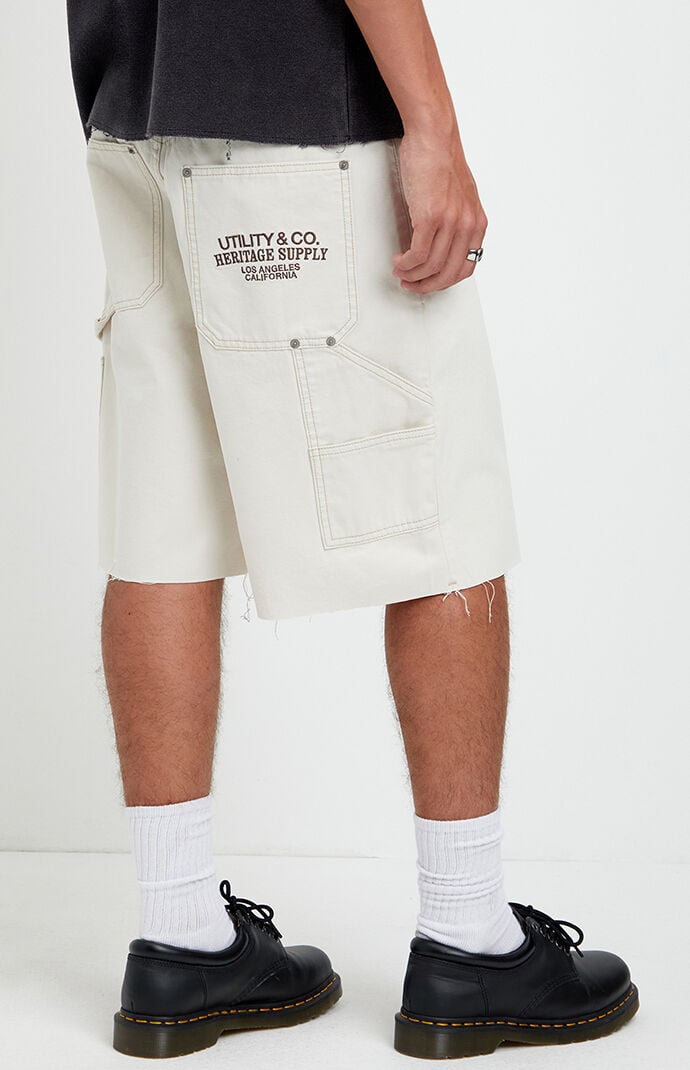 Pacsun Parker Baggy Jean Shorts Carpenter Cream