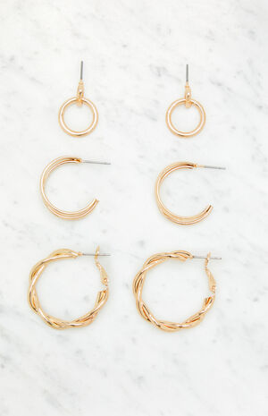 3 Pack Variety Hoop Earrings image number 1