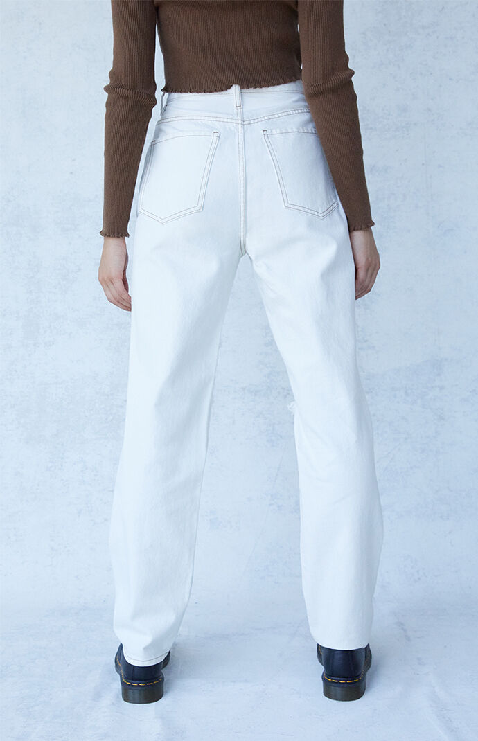 Eco Bone Distressed Dad Jeans