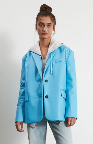 Faux Leather Oversized Blazer image number 1