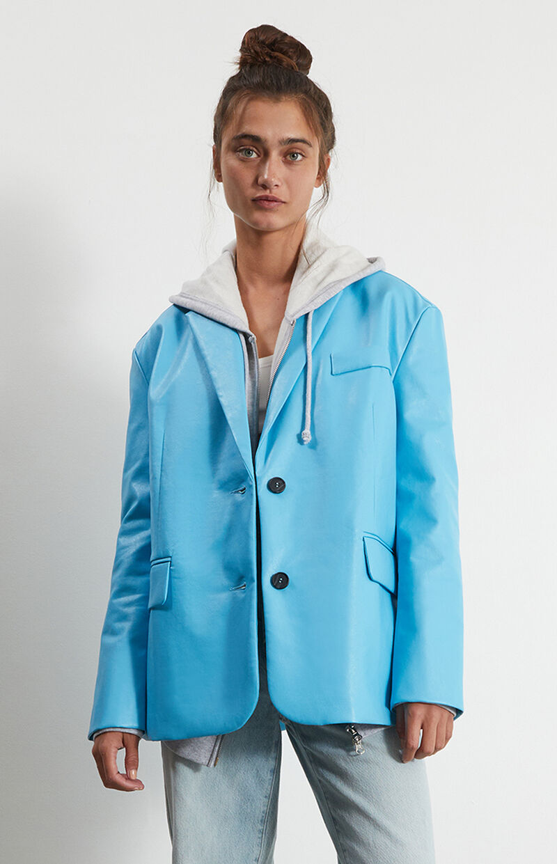 LA Hearts Women's Faux Leather Oversized Blazer