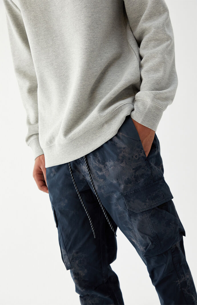 Utility Tie-Dyed Navy Nylon Slim Cargo Pants