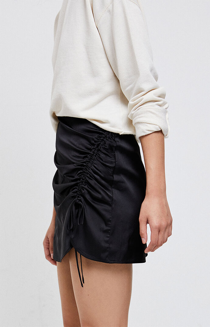 Cinched Satin Mini Skirt