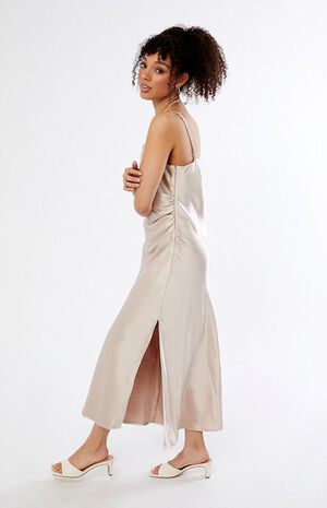 Ruched Side Satin Midi Dress image number 2
