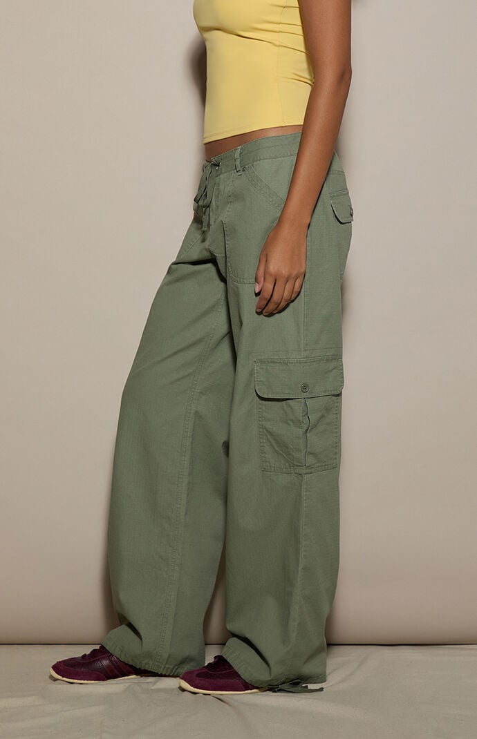 Pacsun Army Green Low Rise Straight Leg Cargo Pants