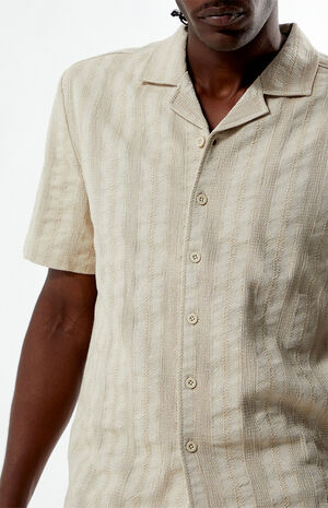 Tan Texture Woven Camp Shirt image number 2