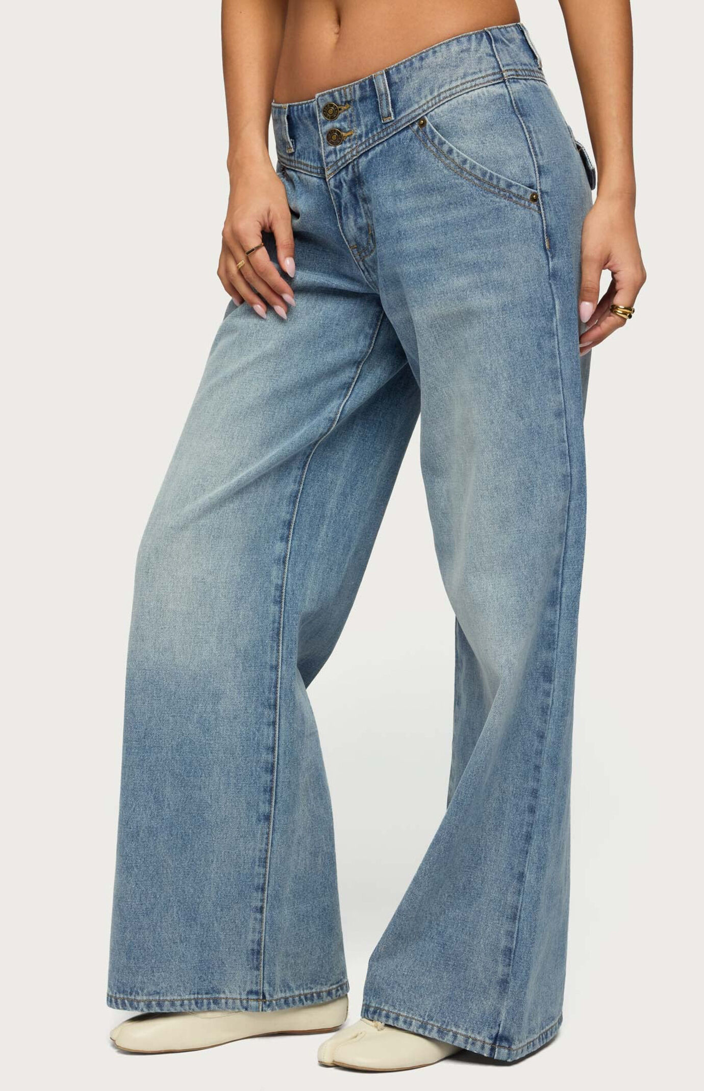 Edikted Meredith Low Rise Wide Leg Jeans