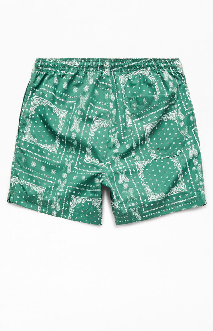 PacSun Recycled Bandana Block Green 4.5 Swim Trunks PacSun
