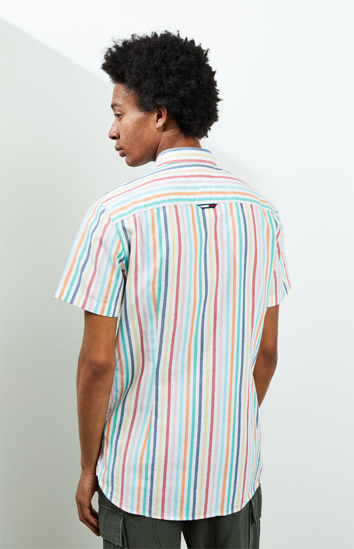 Striped Short Sleeve Button Up Shirt