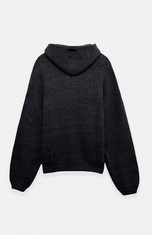 Vintage Black Heavy Waffle Knit '90s Hoodie image number 2