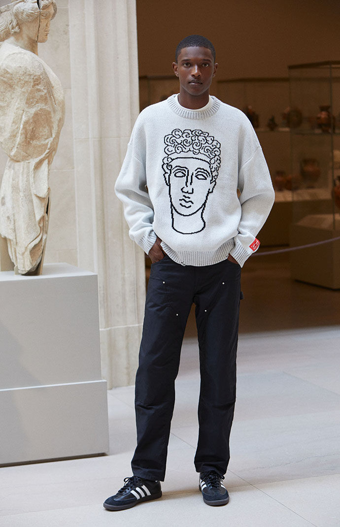 The Met x PacSun Marble Head Cropped Crew Neck Sweater PacSun