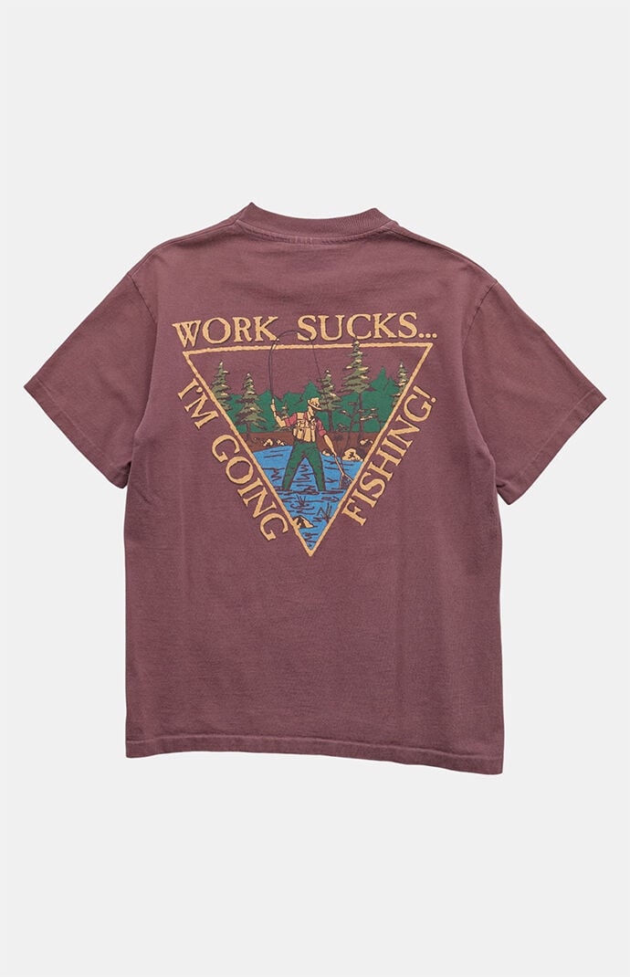 PS VINTAGE '90s Work Sucks Gone Fishing Graphic T-Shirt