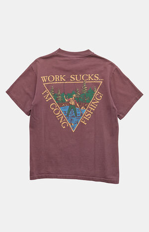 '90s Work Sucks Gone Fishing Graphic T-Shirt image number 1
