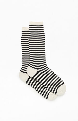 Black & White Striped Tall Socks image number 2