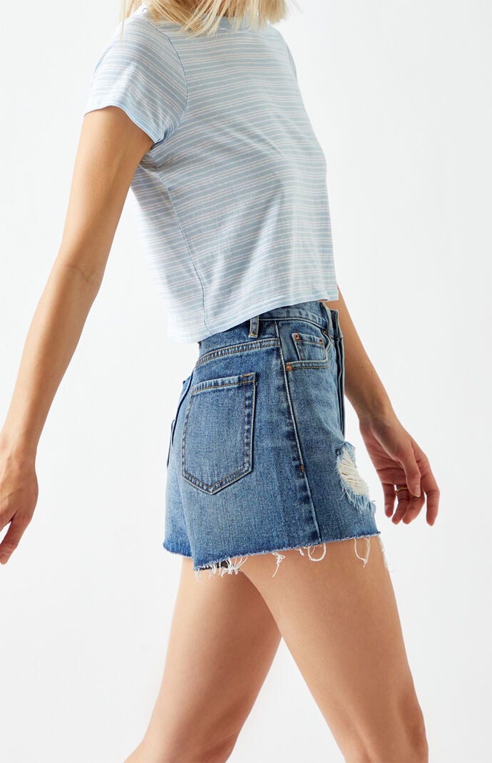 Medium Blue Ultra High Waisted Vintage Denim Shorts