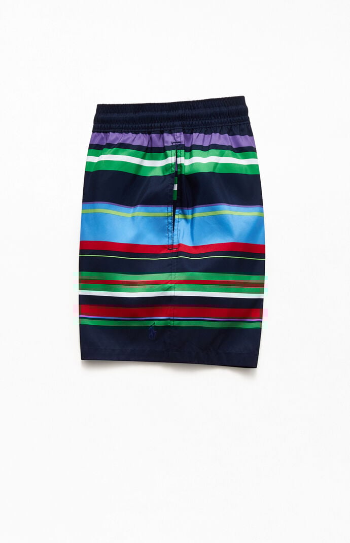 Recycled Bermuda Striped 18" Swim Trunks