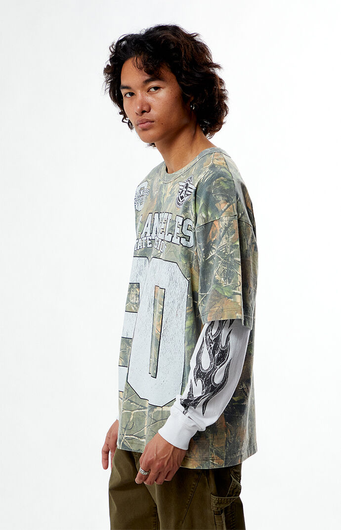 【oan】Diela Layered Hood Long Sleeve T-Shirt Men's Destroyed layered long-sleeve T-shirt | Black | Diesel