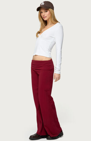 Petite Wide Leg Fold Over Pants image number 4