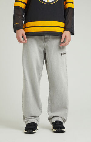 Gray Zip Baggy Jeans image number 1