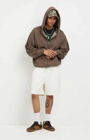 Fleece Cream Sweat Shorts image number 1
