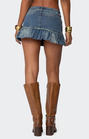 Bubble Hem Denim Mini Skirt image number 5
