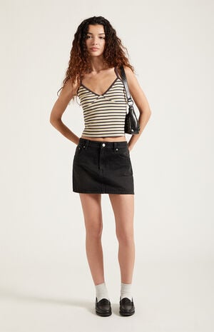 Bella Black Mid Rise Denim Mini Skirt image number 6