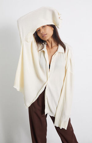 Pliss&eacute; Button Down Top image number 2