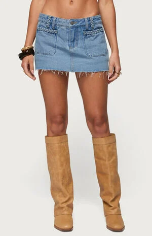 Gloriana Braided Denim Mini Skort image number 1