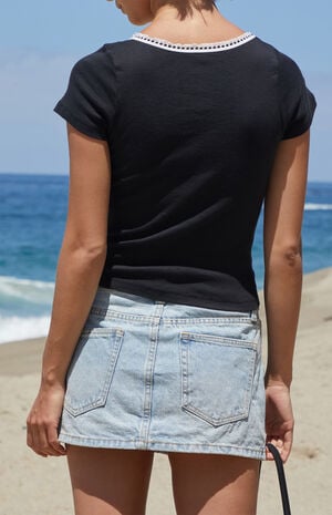 Black Wallace Lace Short Sleeve Top image number 4