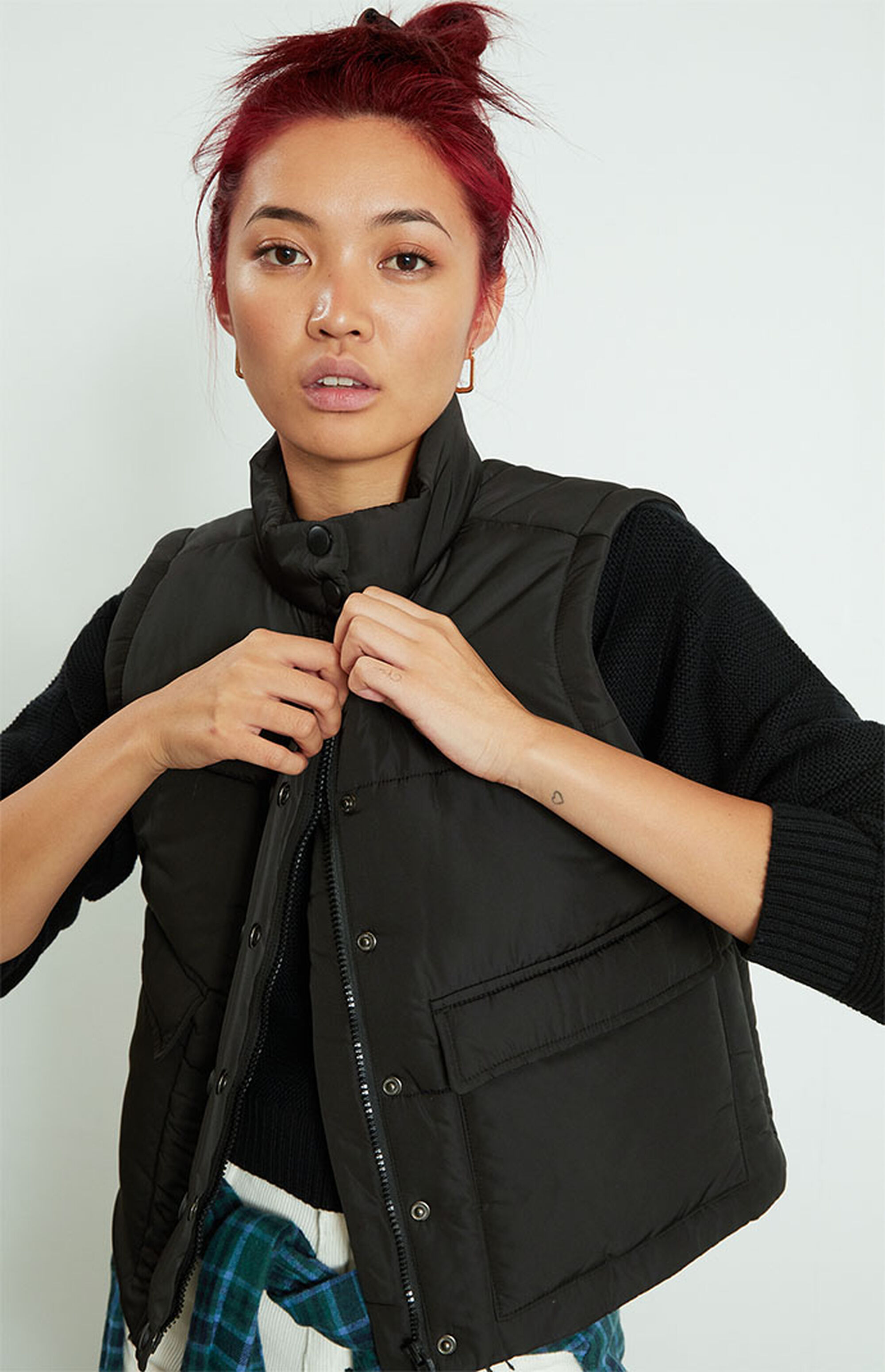 LA Hearts Cropped Puffer Vest PacSun