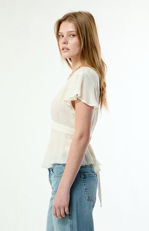 Aimee Tie Back Short Sleeve Babydoll Top image number 3