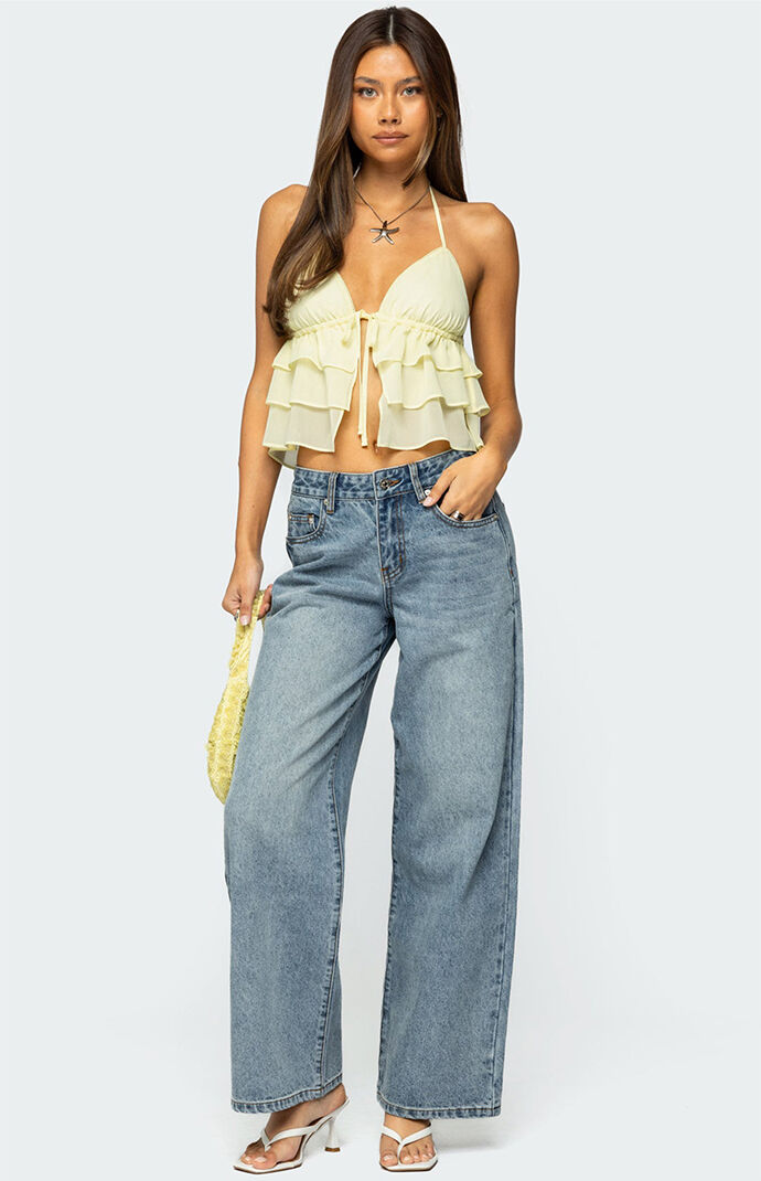 Edikted Ery Wide Leg Mid Rise Jeans