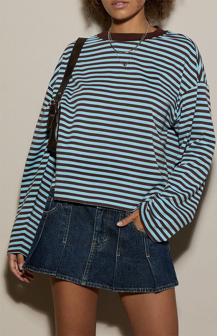 Pacsun Drew Striped Boxy Long Sleeve T-Shirt