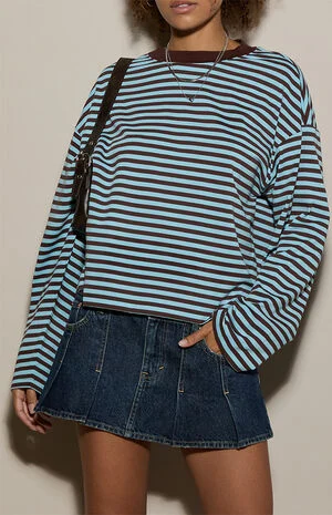 Drew Striped Boxy Long Sleeve T-Shirt image number 2