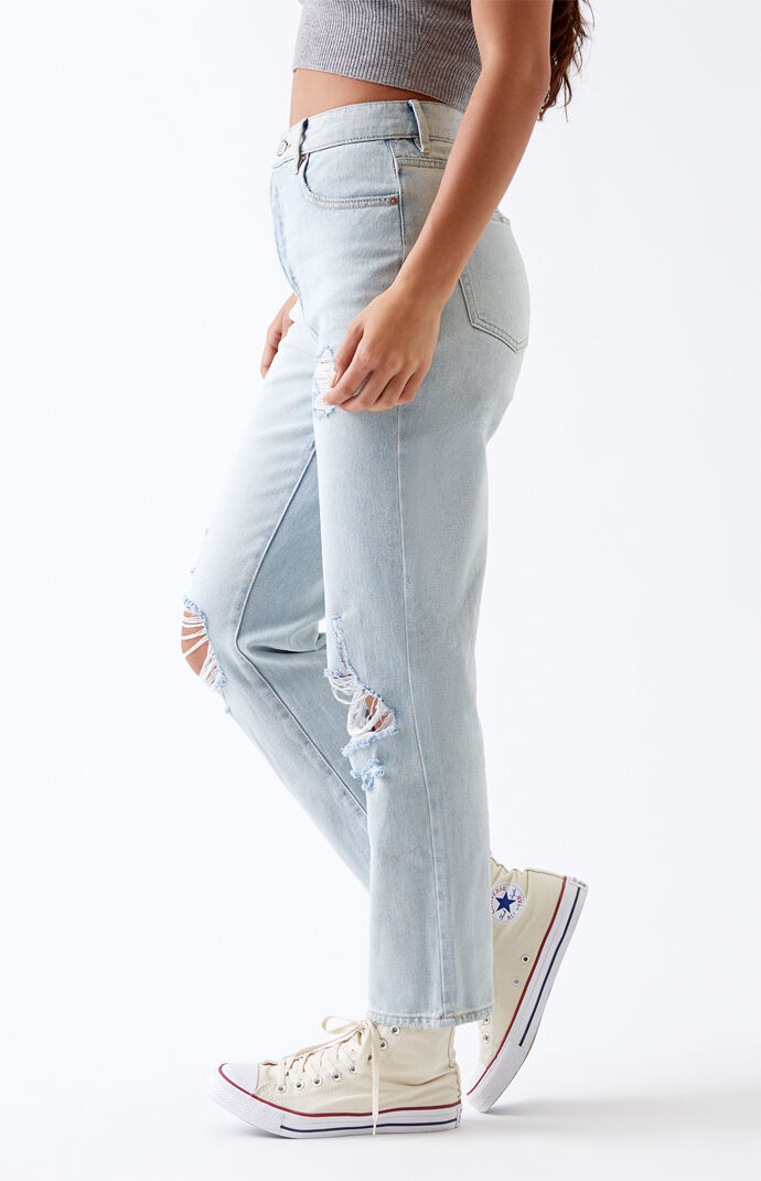 Bart Blue High Waisted Straight Leg Jeans