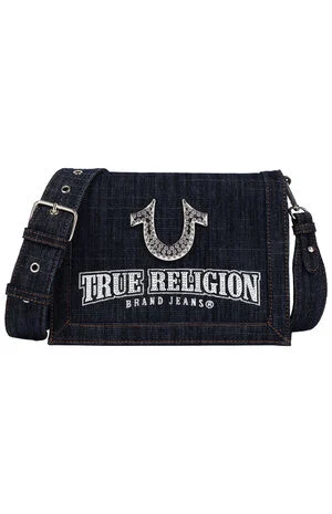 Bling Horseshoe Denim Messenger Bag image number 1