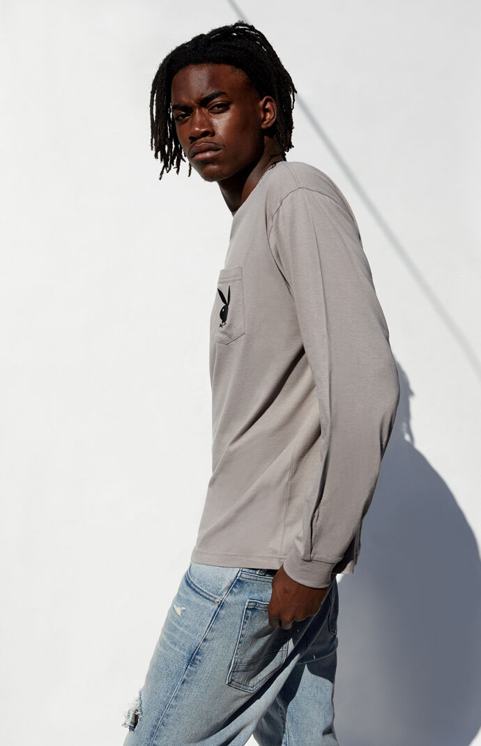 By PacSun Collar Logo Long Sleeve T-Shirt