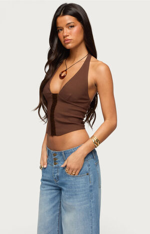 Alira Fringed Panel Halter Top image number 2