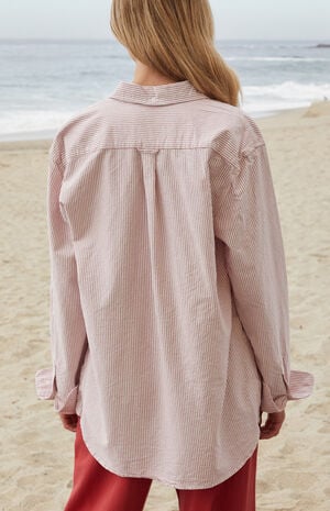 White & Pink Striped Long Sleeve Shirt image number 3
